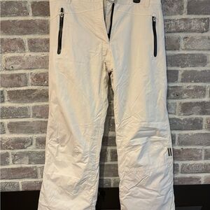 White Snow Pants Size 8 with Black Zipper Accents